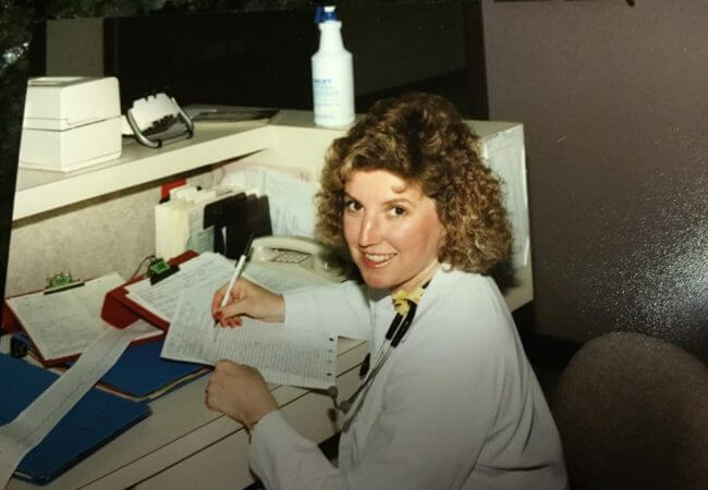 Victoria Vinton, RN, MSN, works at the ICU at Liberty Hospital in Liberty, Missouri in 1987. 