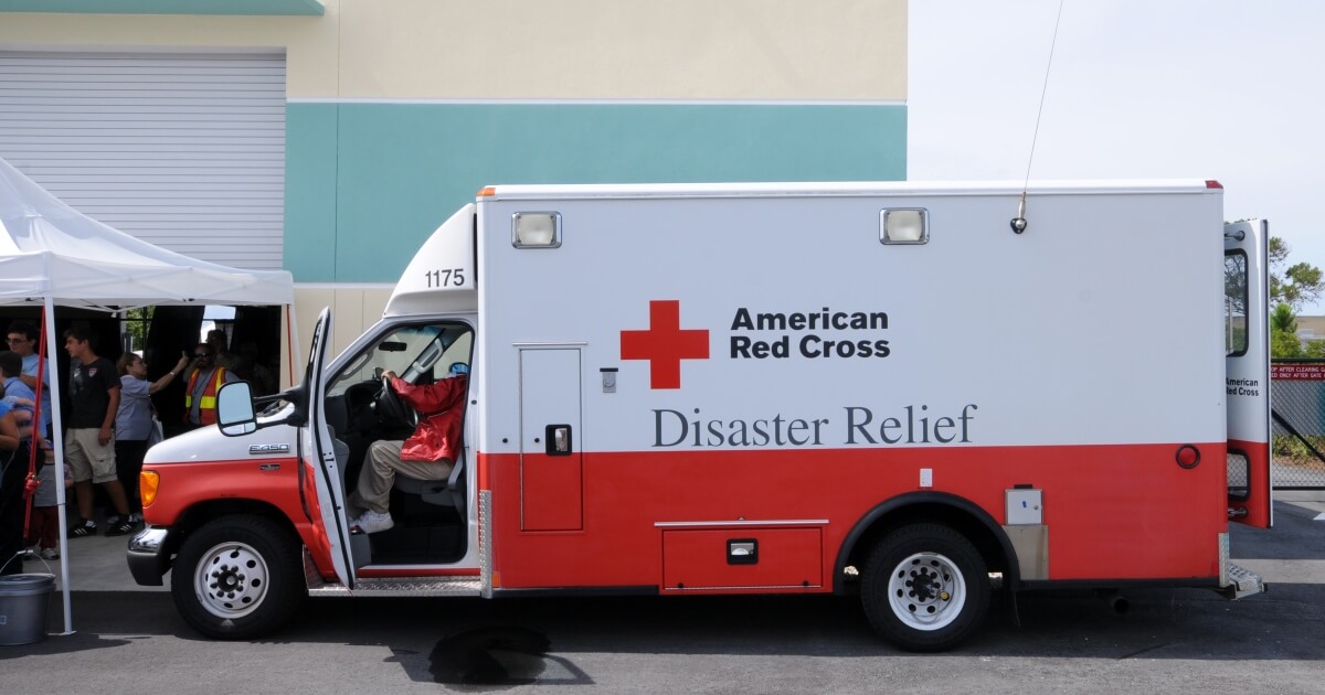 American Red Cross Disaster Relief vehicle - help those affected by Hurricane Harvey