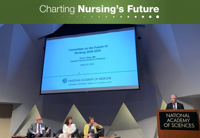 Victor Dzau, MD, president of the National Academy of Medicine, speaks at the launch of the Future of Nursing 2020–2030 study. Photo credit: Scott Tanaka. 