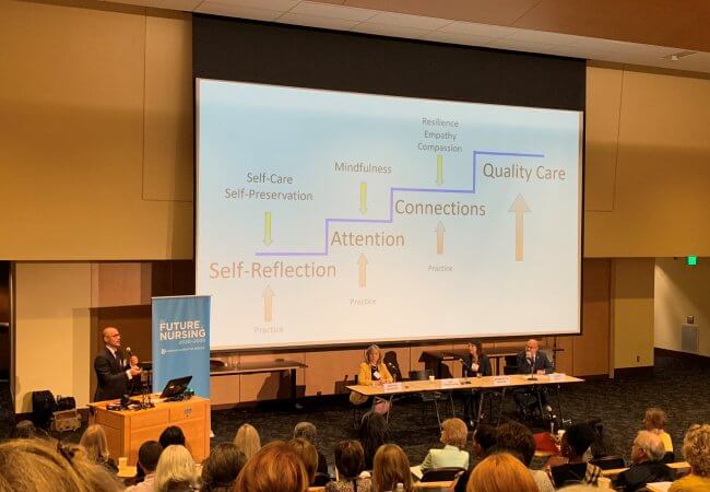 Jason Wolf of the Beryl Institute speaks to the National Academy of Medicine's Committee of the Future of Nursing 2020-2030 about self care.